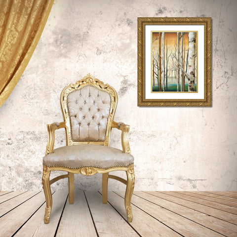 Gold Birch Forest II Gold Ornate Wood Framed Art Print with Double Matting by Pinto, Patricia