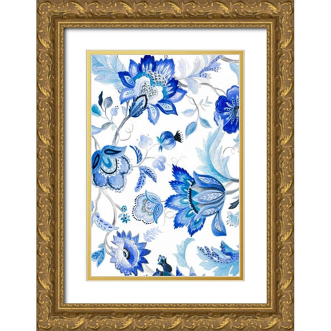 Capri Floral I Gold Ornate Wood Framed Art Print with Double Matting by Loreth, Lanie