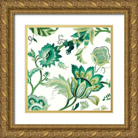 Green Capri Floral I Gold Ornate Wood Framed Art Print with Double Matting by Loreth, Lanie