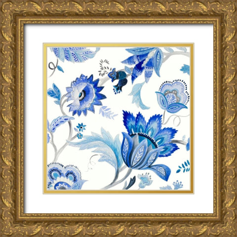 Capri Floral I Gold Ornate Wood Framed Art Print with Double Matting by Loreth, Lanie