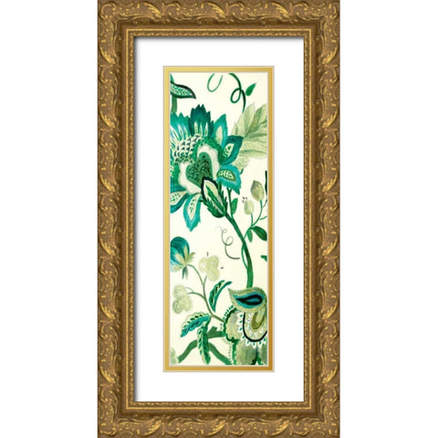 Green Capri Floral II Gold Ornate Wood Framed Art Print with Double Matting by Loreth, Lanie
