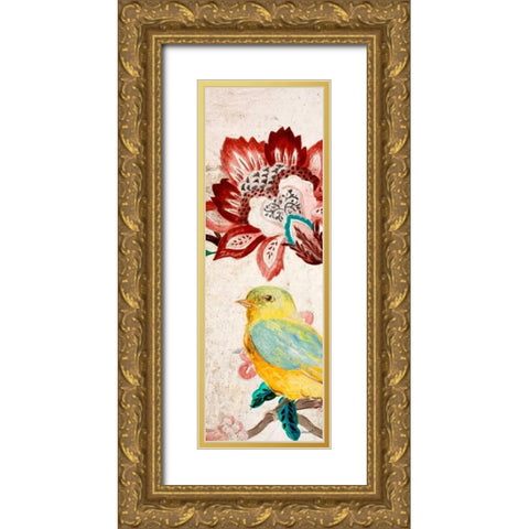 Bird of Capri Panel II Gold Ornate Wood Framed Art Print with Double Matting by Loreth, Lanie