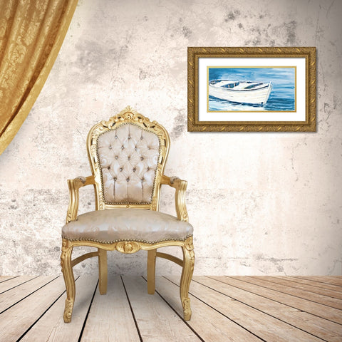 Shoreside Boat Gold Ornate Wood Framed Art Print with Double Matting by Slivka, Jane