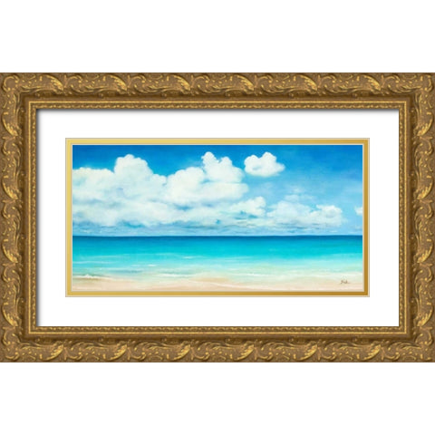 Ocean View Gold Ornate Wood Framed Art Print with Double Matting by Pinto, Patricia