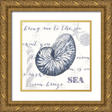 Indigo Ocean Treasures II Gold Ornate Wood Framed Art Print with Double Matting by Ritter, Gina