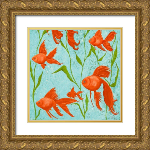 School of Fish II Gold Ornate Wood Framed Art Print with Double Matting by Ritter, Gina