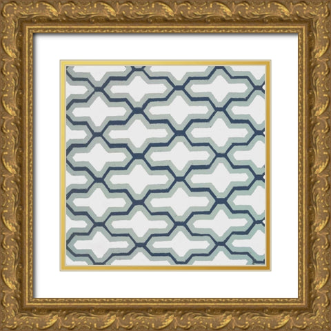 Blue Lattice Pattern II Gold Ornate Wood Framed Art Print with Double Matting by Loreth, Lanie