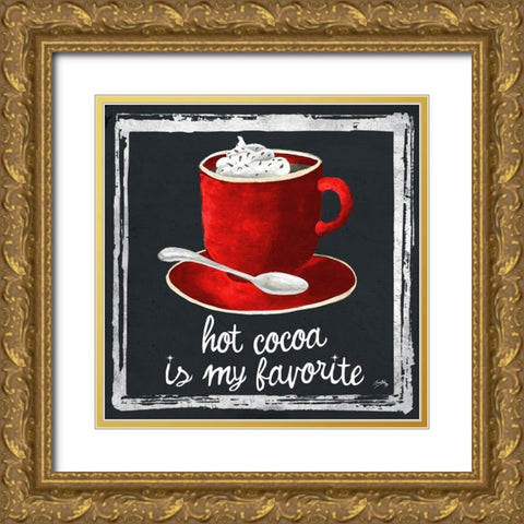 Whimsical Hot Cocoa Holiday I Gold Ornate Wood Framed Art Print with Double Matting by Medley, Elizabeth