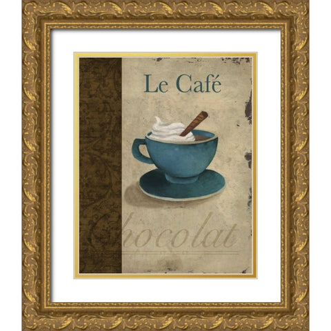 Le Cafe Gold Ornate Wood Framed Art Print with Double Matting by Medley, Elizabeth