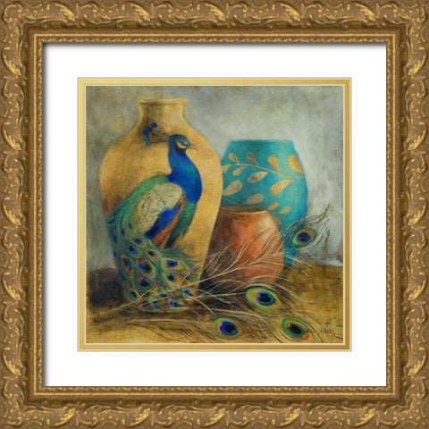 Peacock Vessels I Gold Ornate Wood Framed Art Print with Double Matting by Loreth, Lanie