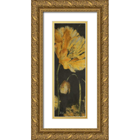 Poppy Garden Panel I Gold Ornate Wood Framed Art Print with Double Matting by Pinto, Patricia