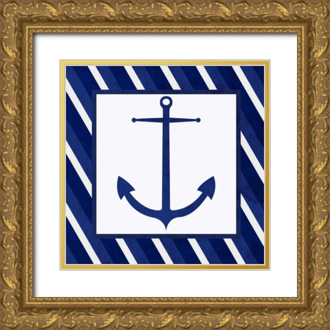 Boxed Anchor Gold Ornate Wood Framed Art Print with Double Matting by SD Graphics Studio