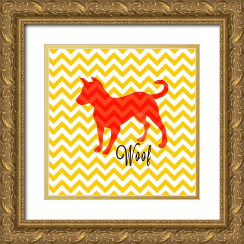 Chevron Dog Gold Ornate Wood Framed Art Print with Double Matting by Studio, Sd Graphics