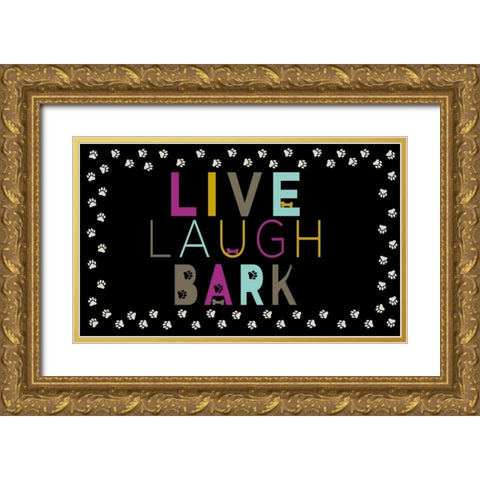 Run, Play, Wag Gold Ornate Wood Framed Art Print with Double Matting by SD Graphics Studio