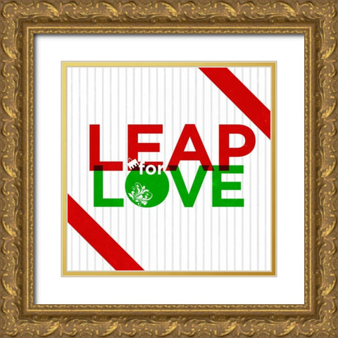 Leap for Love Gold Ornate Wood Framed Art Print with Double Matting by SD Graphics Studio
