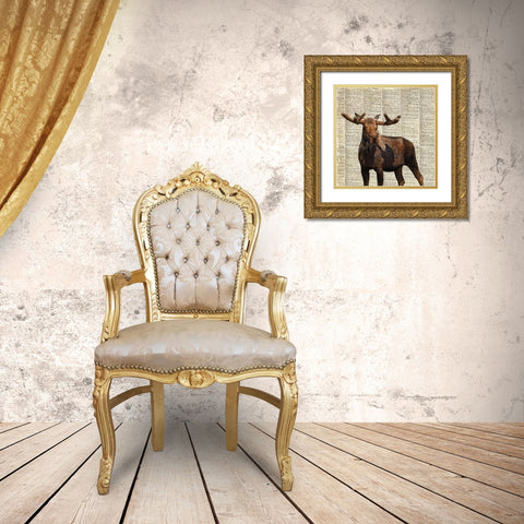 Country Moose I Gold Ornate Wood Framed Art Print with Double Matting by Coppel, Anna