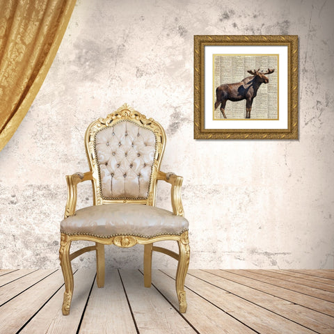 Country Moose II Gold Ornate Wood Framed Art Print with Double Matting by Coppel, Anna