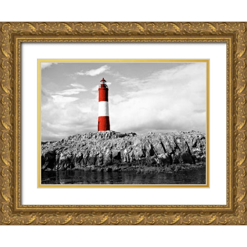 Lighthouse Border Gold Ornate Wood Framed Art Print with Double Matting by Coppel, Anna