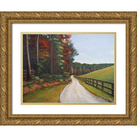 Country Road I Gold Ornate Wood Framed Art Print with Double Matting by Hakimipour, Tiffany