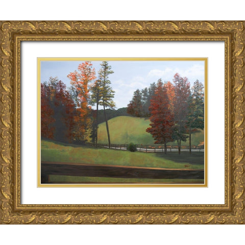 Country Road II Gold Ornate Wood Framed Art Print with Double Matting by Hakimipour, Tiffany