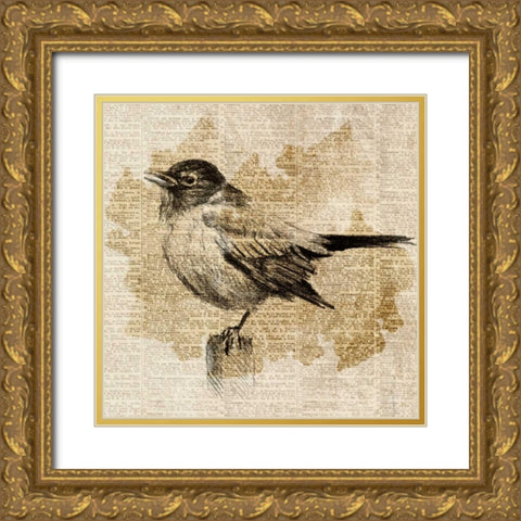 Bird Study II Gold Ornate Wood Framed Art Print with Double Matting by Loreth, Lanie