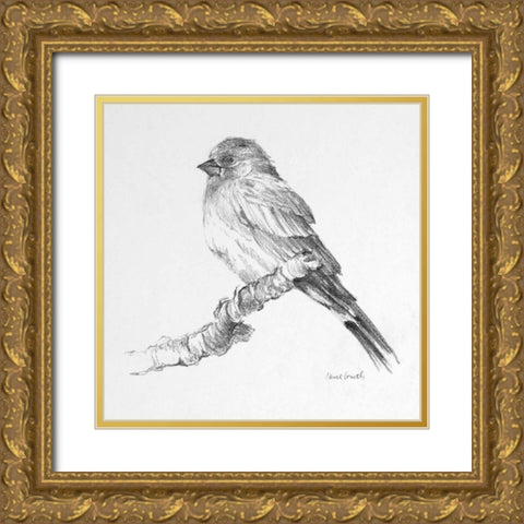 Bird Drawing I Gold Ornate Wood Framed Art Print with Double Matting by Loreth, Lanie