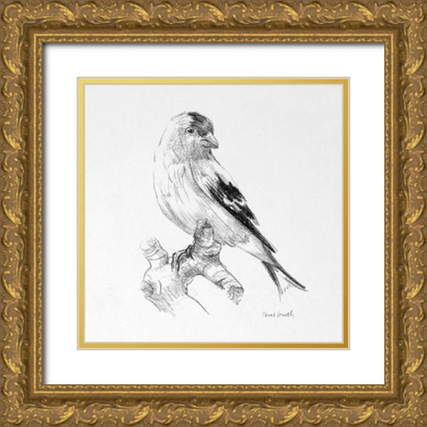 Bird Drawing II Gold Ornate Wood Framed Art Print with Double Matting by Loreth, Lanie