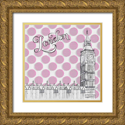 Textile London Gold Ornate Wood Framed Art Print with Double Matting by Ritter, Gina