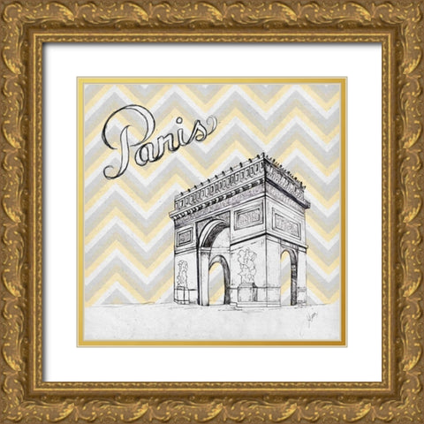 Textile Paris Gold Ornate Wood Framed Art Print with Double Matting by Ritter, Gina