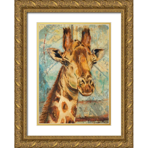 New Safari Rectangle I Gold Ornate Wood Framed Art Print with Double Matting by Pinto, Patricia