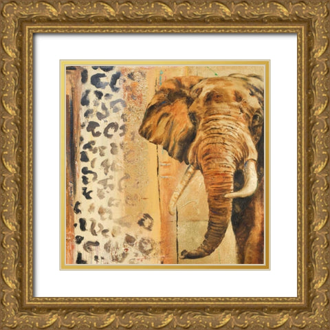 New Safari on Gold Square IV Gold Ornate Wood Framed Art Print with Double Matting by Pinto, Patricia