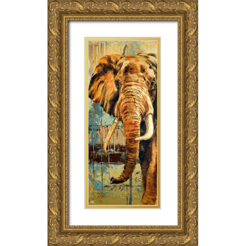New Safari on Teal II Gold Ornate Wood Framed Art Print with Double Matting by Pinto, Patricia
