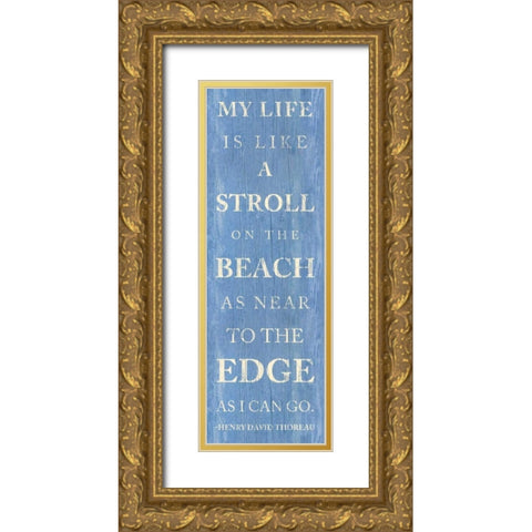 Stroll on the Beach Gold Ornate Wood Framed Art Print with Double Matting by Studio, Sd Graphics