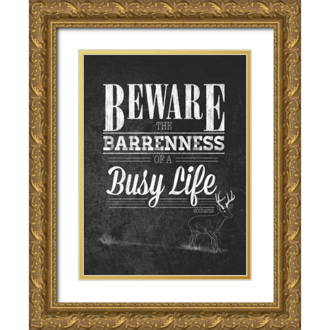 Beware with Border Gold Ornate Wood Framed Art Print with Double Matting by Sundance Studio