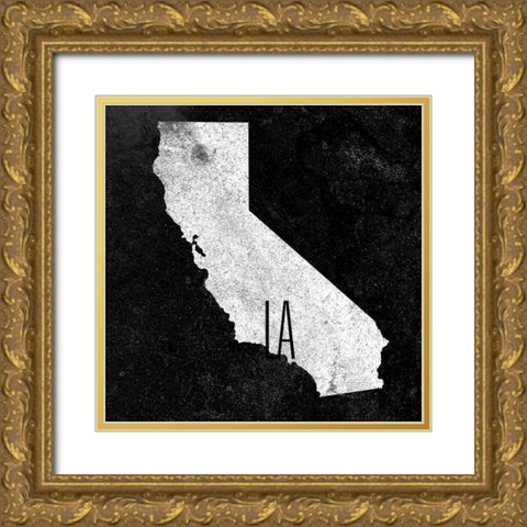 LA Chalk with Border Gold Ornate Wood Framed Art Print with Double Matting by Sundance Studio