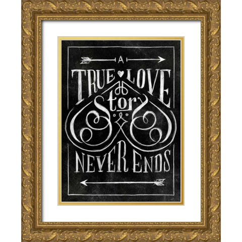 True Love with Border Gold Ornate Wood Framed Art Print with Double Matting by Sundance Studio