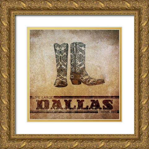 Dallas Border Gold Ornate Wood Framed Art Print with Double Matting by Sundance Studio