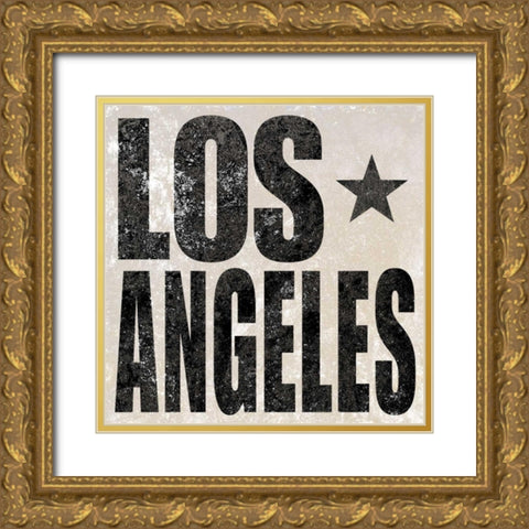 Los Angeles Border Gold Ornate Wood Framed Art Print with Double Matting by Sundance Studio