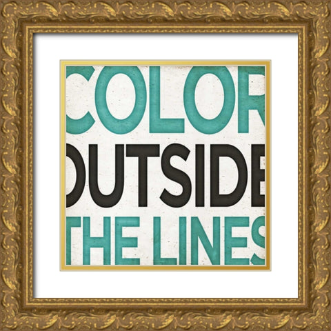 Outside Square Border II Gold Ornate Wood Framed Art Print with Double Matting by Sundance Studio
