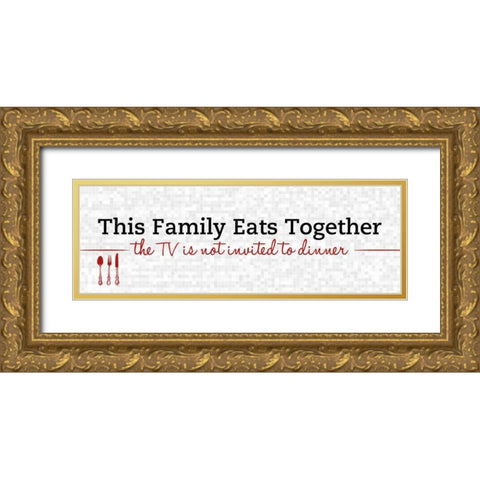 Family Eats Together Gold Ornate Wood Framed Art Print with Double Matting by SD Graphics Studio