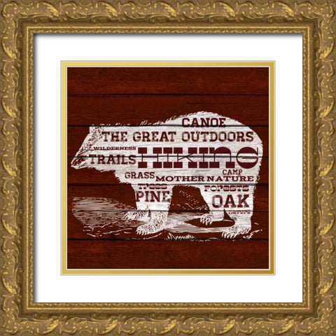 Bear Text Gold Ornate Wood Framed Art Print with Double Matting by SD Graphics Studio