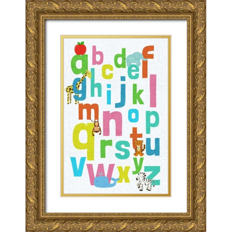 Alphabet Gold Ornate Wood Framed Art Print with Double Matting by SD Graphics Studio