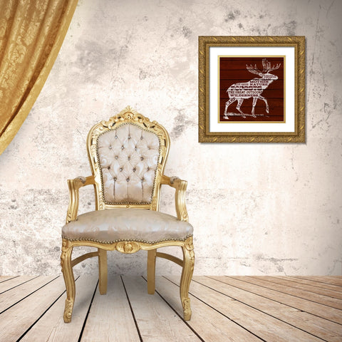 Moose Text Gold Ornate Wood Framed Art Print with Double Matting by SD Graphics Studio