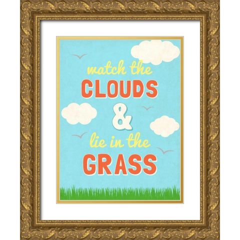 Watch the Clouds Gold Ornate Wood Framed Art Print with Double Matting by SD Graphics Studio