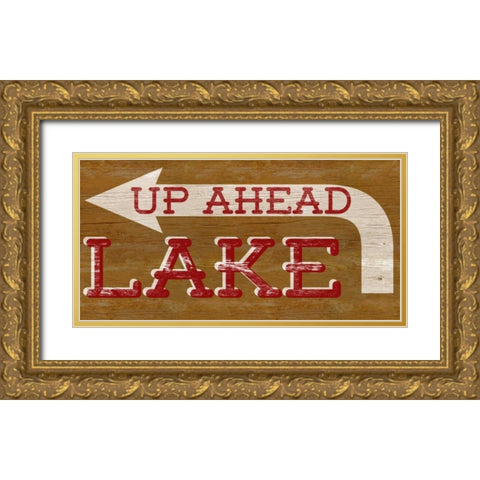 Lake Sign Gold Ornate Wood Framed Art Print with Double Matting by SD Graphics Studio