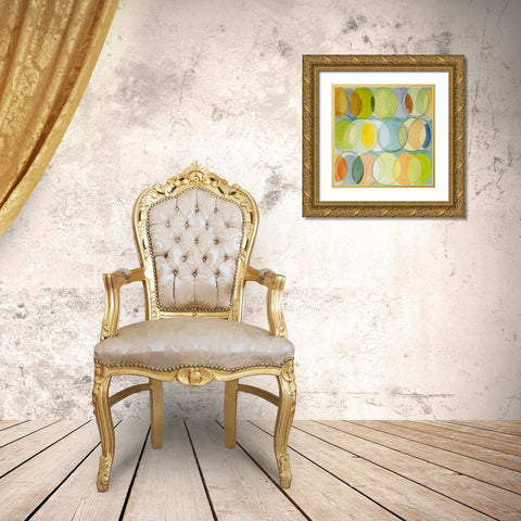 Circle Around on Blue I Gold Ornate Wood Framed Art Print with Double Matting by Loreth, Lanie