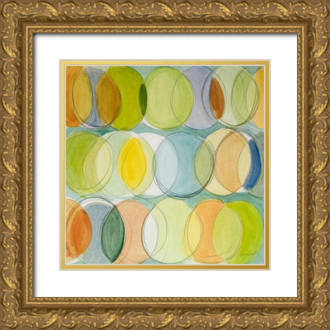 Circle Around on Blue I Gold Ornate Wood Framed Art Print with Double Matting by Loreth, Lanie