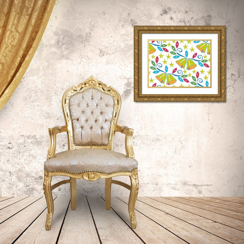 Holiday Times Pattern III Gold Ornate Wood Framed Art Print with Double Matting by Biscardi, Nicholas