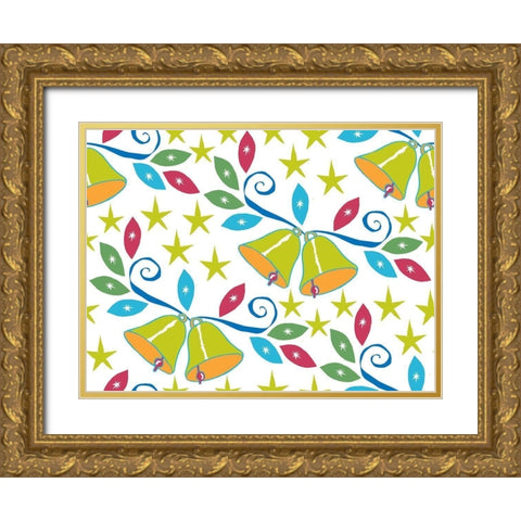 Holiday Times Pattern III Gold Ornate Wood Framed Art Print with Double Matting by Biscardi, Nicholas