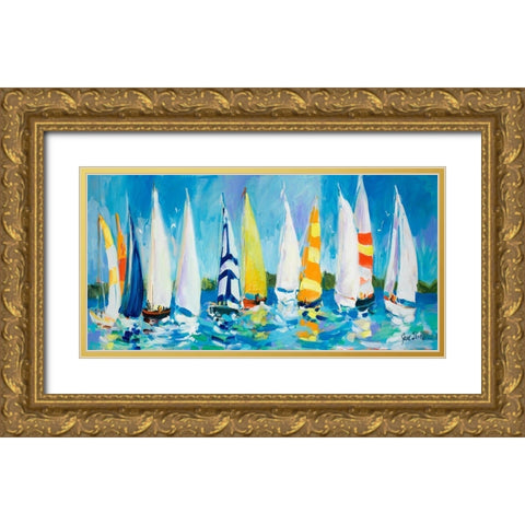 The Regatta Gold Ornate Wood Framed Art Print with Double Matting by Slivka, Jane